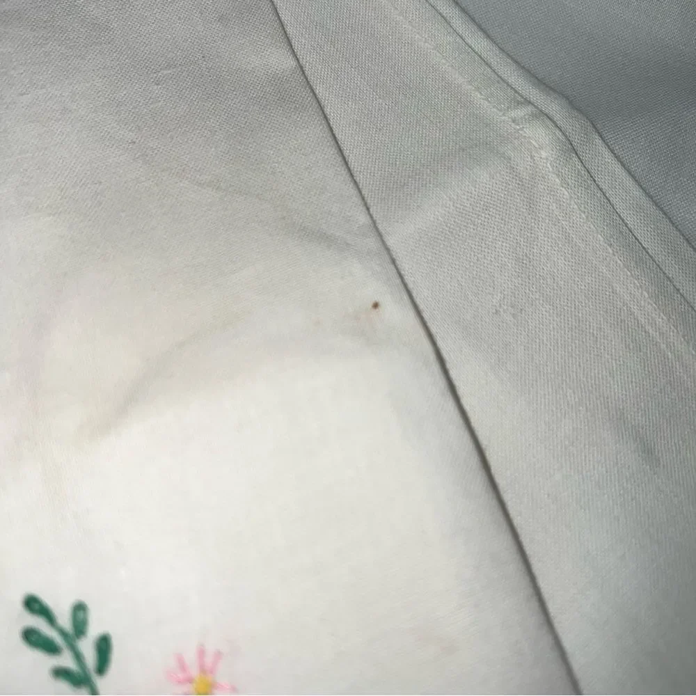 Floral Embroidered Table Linens - White with Multicolor Accents